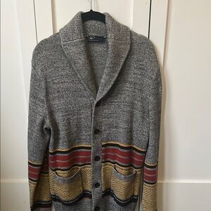 Men's Gray Shawl Collar Sweater